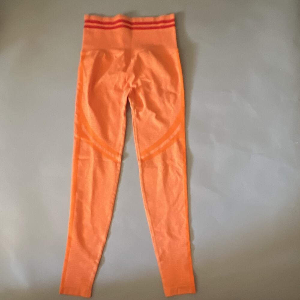 fetish Orange Ankle Leggings Size S Women High Waist Logo Knit